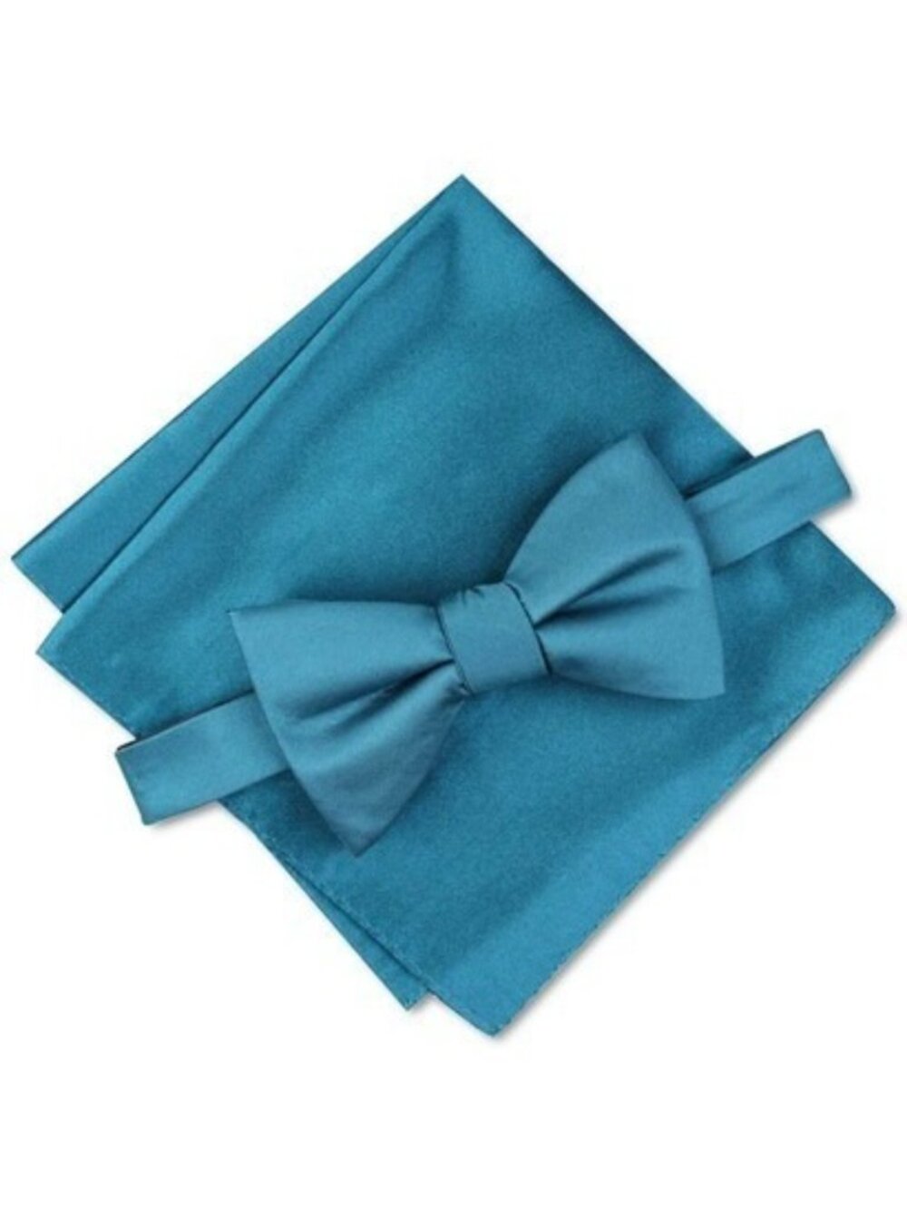 Alfani Men's Solid Textured Pre-Tied Bow Tie & Textured Pocket Square Teal Green